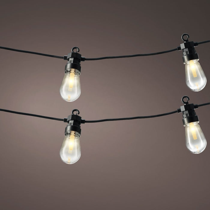 Lumineo LED-Partylichterkette, Biergarten-Lichterkette, 20 warmweiße Lämpchen, 950cm
