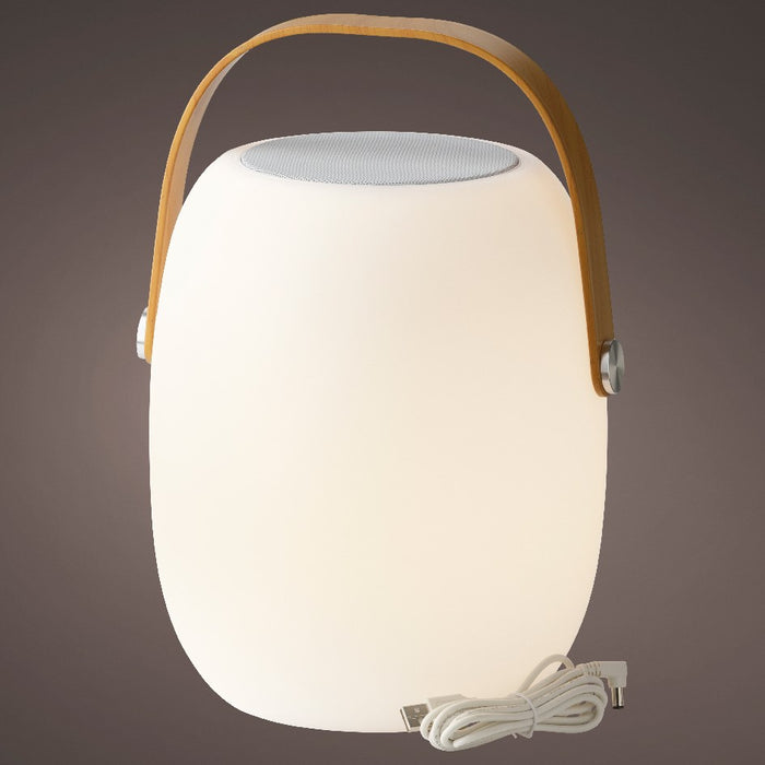 Lumineo Wiederaufladbare LED-Tischleuchte mit Bluetooth-Lautsprecher, Outdoor, 32cm, weiß