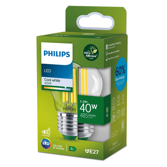 Philips Classic Filament LED-Lampe 2,3-40W E27 840 EEK A klar