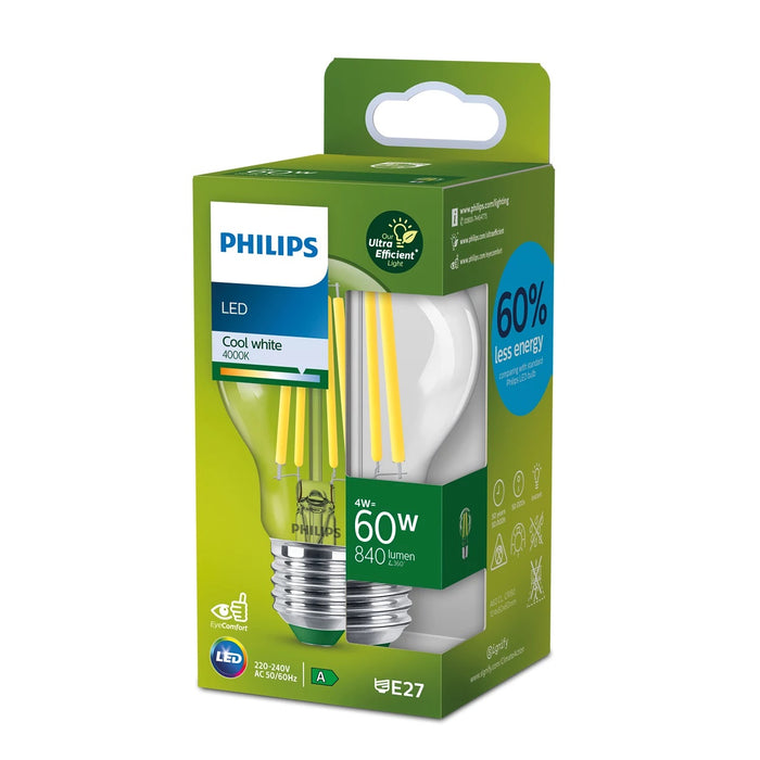 Philips Classic Filament LED-Lampe 4-60W E27 840 EEK A klar