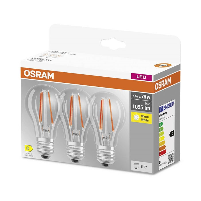 OSRAM LED BASE CLA75 7,5W 827 E27 FIL 3er-Pack pic3