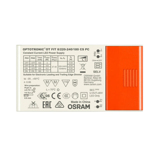 Osram OT FIT Konstantstromquelle, 8-220...240-180 CS PC (100 - 180 mA), Osram OT FIT Konstantstromquelle, 8/220...240/180 CS PC (100 - 180 mA) 38023