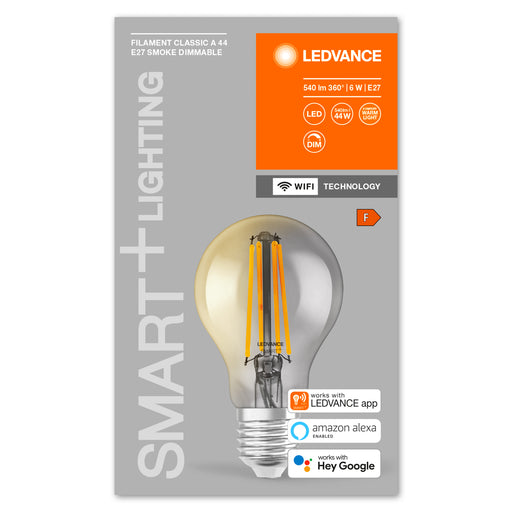LEDVANCE SMART+ WiFi Filament Classic A 44 6W E27 Smoke DIM pic2