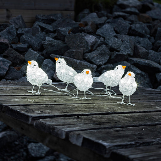 Konstsmide LED-Vögel, 5er-Set, 40 kaltweiße LEDs 97166