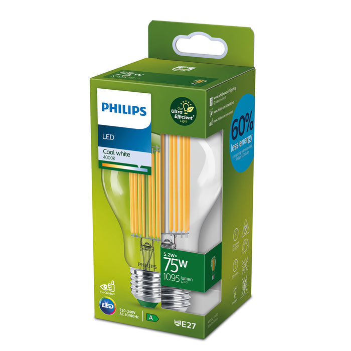 Philips Classic Filament LED-Lampe 5,2-75W E27 840 EEK A klar